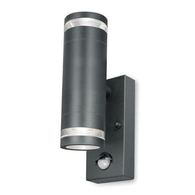 4lite Marinus GU10 Up & Down Outdoor Wall Light with PIR | Anthracite Grey