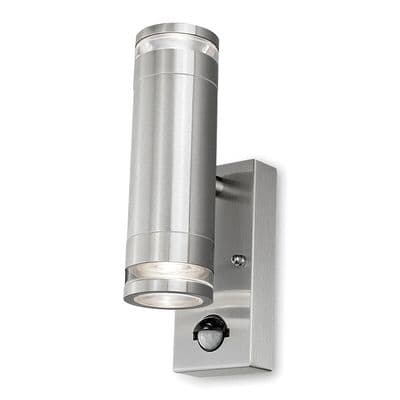 4lite Marinus GU10 Up & Down Outdoor Wall Light with PIR | Stainless Steel