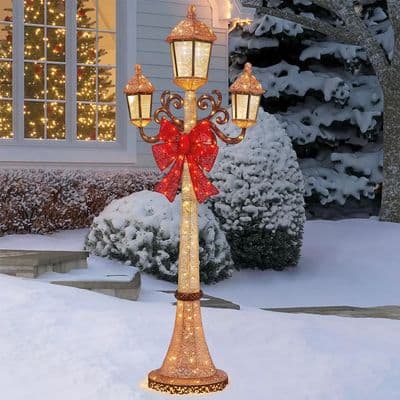 7ft Puleo Lighted Triple Lamp Post with 220 LED Lights Indoor/Outdoor Christmas