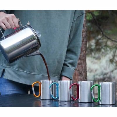 Alpine Mountain Gear 9 Cup Coffee Percolator With 4 Carabiner Mugs Campfire