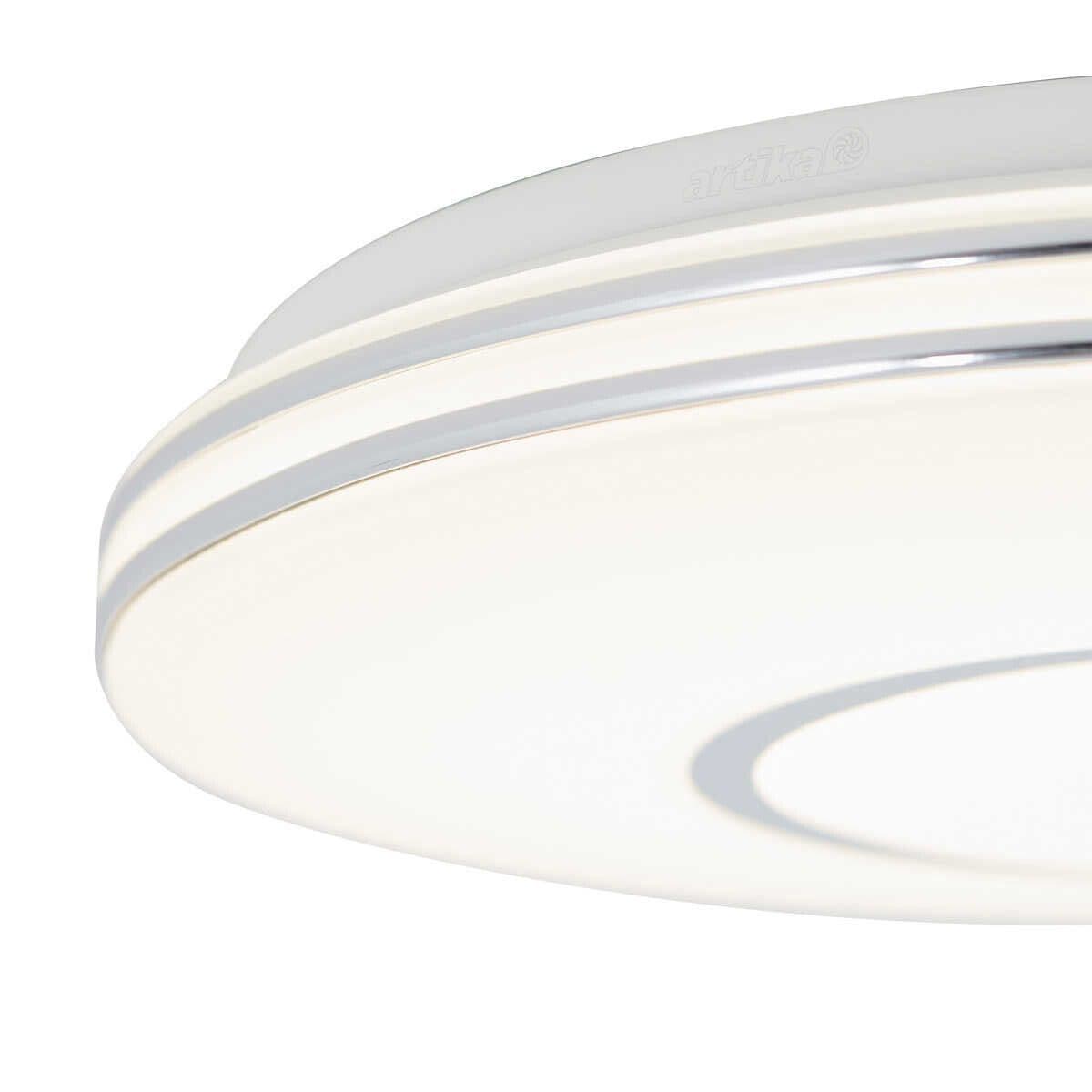 Artika Plume 12W LED Flush Mount Ceiling Light - Fluffy White Feather Shade, Dimmable