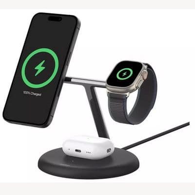 Belkin BoostCharge Pro 3 in 1 Wireless Magnetic Charging Stand Qi2 Black