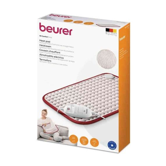 Beurer HK Cosy Electric Heat Pad Red Trim | 3 Heat Settings | Auto Off