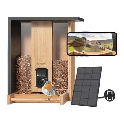 Birdfy Smart Bamboo Bird Feeder with Camera & Solar Panel