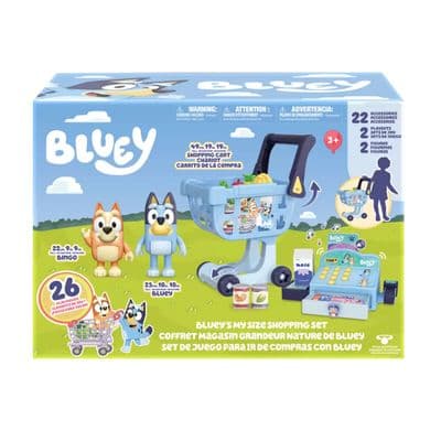Bluey's My Size 26 Piece Shopping Set with Cart, Cash Register & 2 Figures
