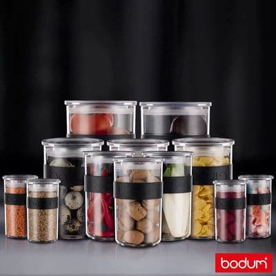 Bodum PRESSO 12 Storage Jars with Lids Clear Durable Food Containers