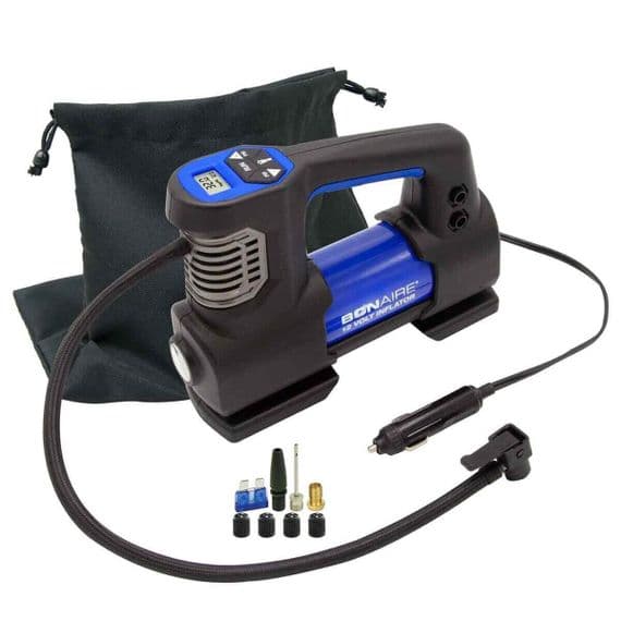Bon Aire 12V Inflator Digital Gauge and Work Light DD24CUK Car Pump + Bag