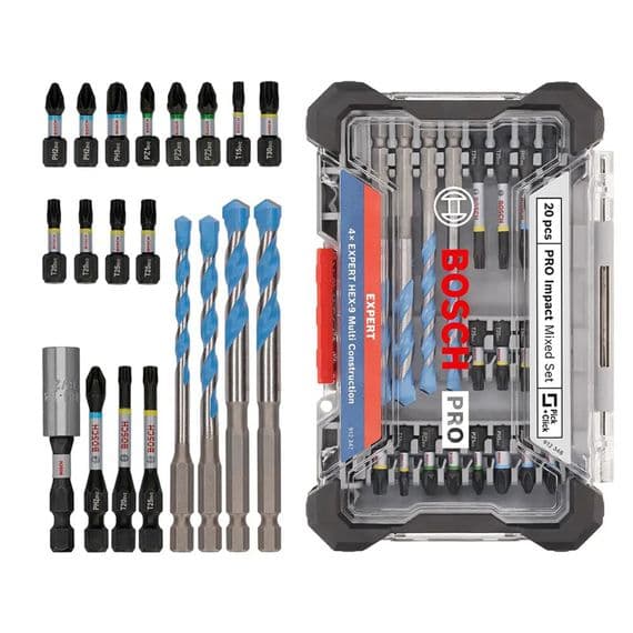 Bosch PRO 20 Piece Impact Screwdriving & Multiconstruction Drilling Bit Set
