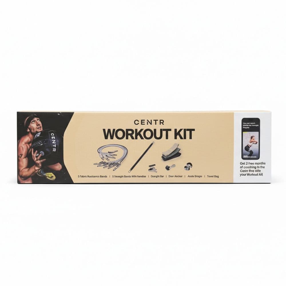 CENTR Full Body Workout Kit Resistance Bands Set with Bar & Travel Bag ...