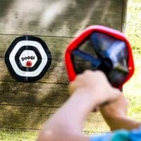 Chillafish Dodgi 4-in-1 Shoot & Catch Game | 4 Rackets, 12 Balls, 1 Target