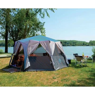 Coleman Cortes Octagon 8 Man Tent WeatherTec Family Camping Blue