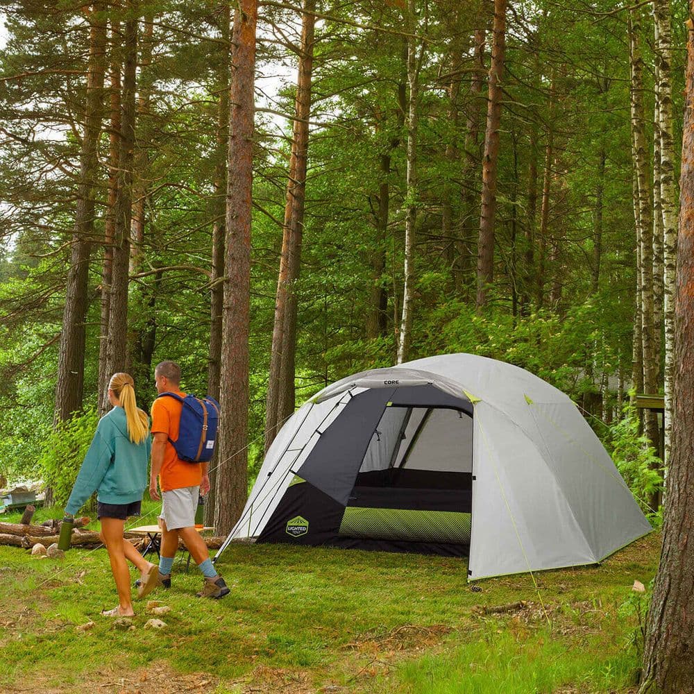 Core 6 Person Lighted Dome Tent Camping with LED Lighting