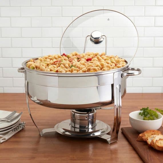 Denmark 8.5L Round Stainless Steel Chafing Dish with Glass Lid & Holder