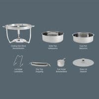 Denmark 8.5L Round Stainless Steel Chafing Dish with Glass Lid & Holder