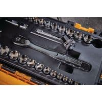 DeWALT 34 Piece Mechanics Tool Set Tooth Ratchet Socket Drive 1/4 IN AND 3/8 IN