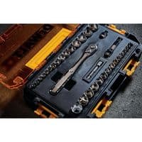 DeWALT 34 Piece Mechanics Tool Set Tooth Ratchet Socket Drive 1/4 IN AND 3/8 IN