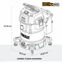 DeWalt 38L Wet Dry Vacuum Stainless Steel 750W StealthSonic DXV38S-QTC
