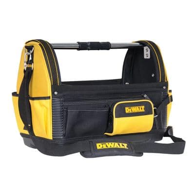 DEWALT Open Tote Tool Storage Bag with Shoulder Strap Hard Base