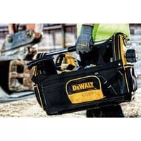 DEWALT Open Tote Tool Storage Bag with Shoulder Strap Hard Base