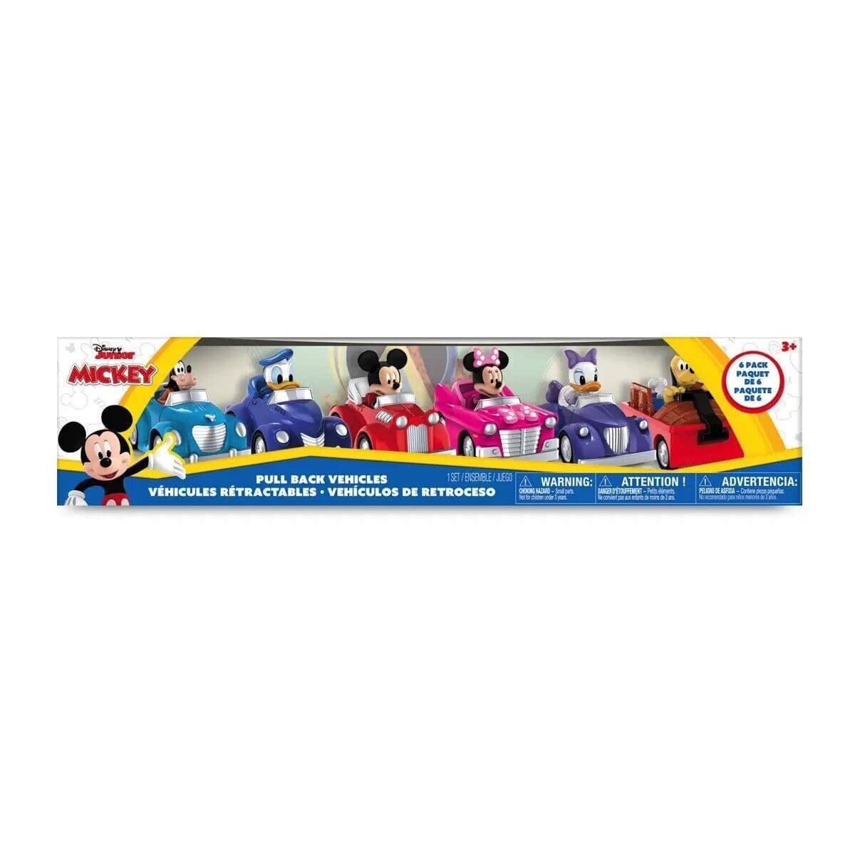 Disney Vehicles Pull Back Cars 6 Pack Mickey Minnie Donald Daisy Goofy