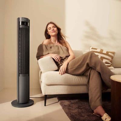 Duux Elevate Tower Fan 12 Speeds Ionizer Sleep Mode Remote Grey DXTF01UK