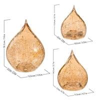 Evergreen Hand-Blown Crackle Glass LED Raindrop 3 Piece Set Home Decor