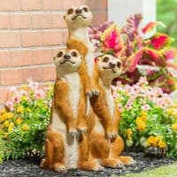 Evergreen Hand-Painted Meerkat Family Garden Statue Resin Outdoor Ornament