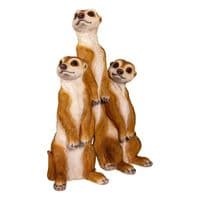 Evergreen Hand-Painted Meerkat Family Garden Statue Resin Outdoor Ornament