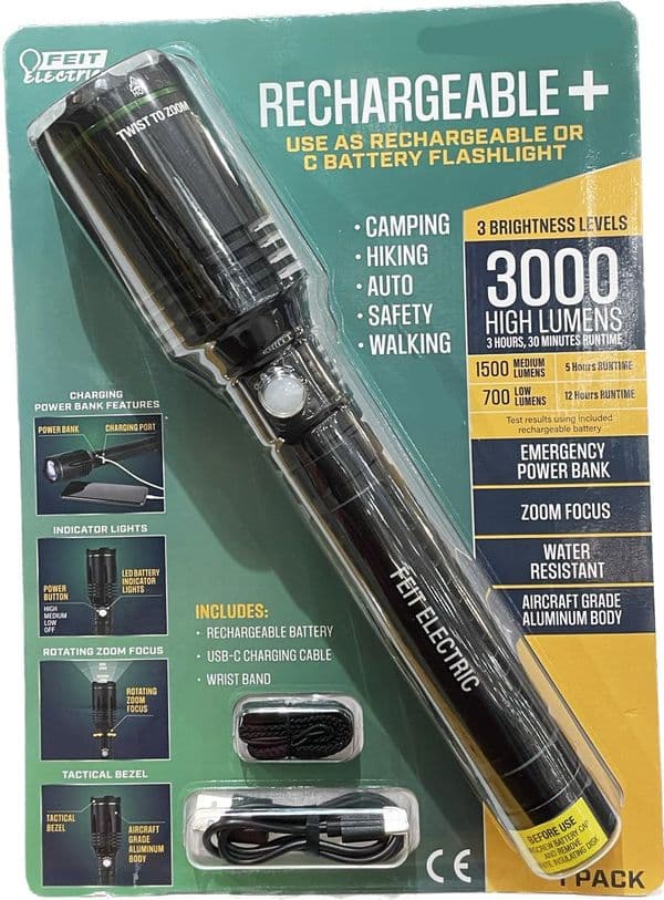 Feit Rechargeable Torch 3000 Lumens Feit Rechargeable Torch 3000 Lumens
