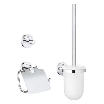 GROHE Start QuickFix 3-in-1 Bathroom Accessory Set Toilet Roll Holder|Brush|Hook