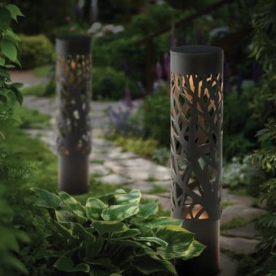 GTX Solar LED Bollard Lights Pack of 2 Garden Pathway Steel Black