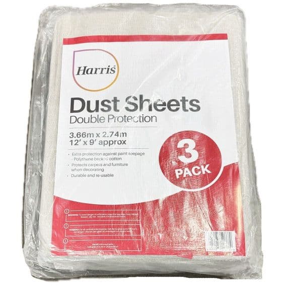Harris Dust Sheets Double Protection 3 Pack Paint Floor & Furniture Protection