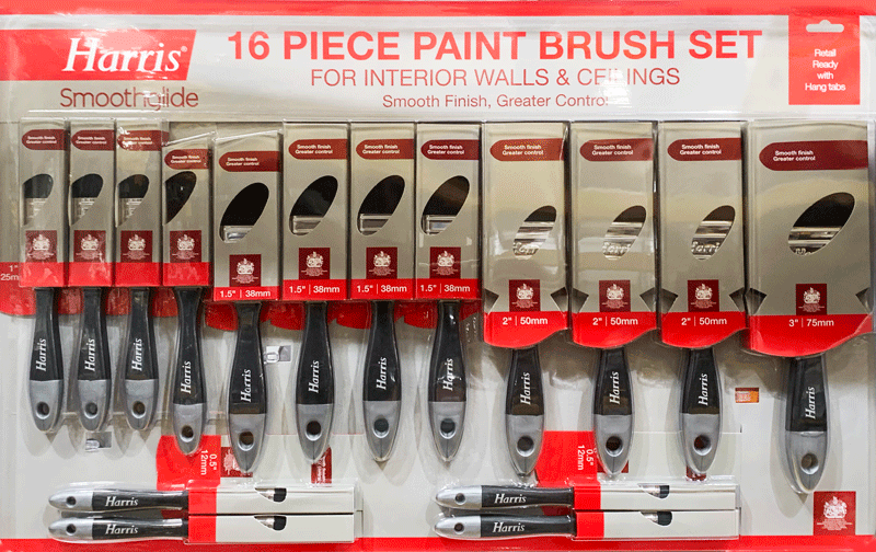 Harris Smoothglide Quality 16 Paint Brush Set New Paintbrush Painting