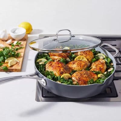 Henckels Hard Anodised 4.7L Ceramic Non-Stick Saute Pan with Lid
