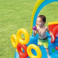 Intex Rainbow Ring Play Center Water Slide Pool Sprayer Kids