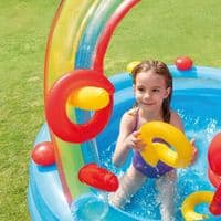 Intex Rainbow Ring Play Center Water Slide Pool Sprayer Kids