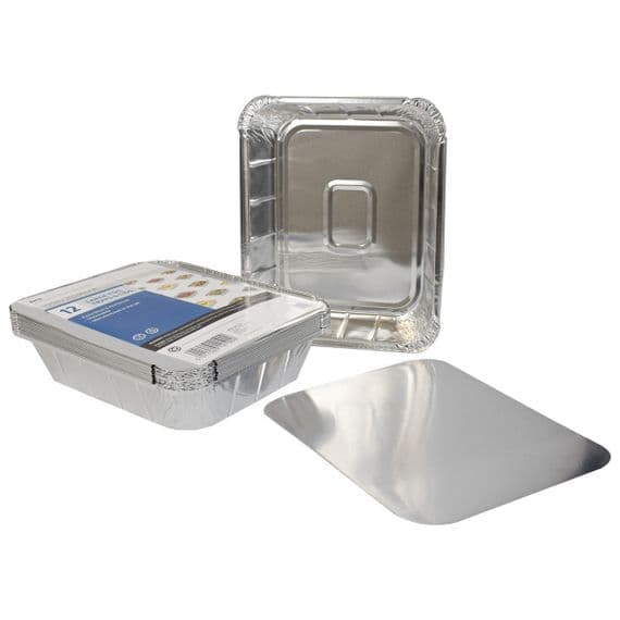 Jena 12 Pack Extra Large Foil Trays & Lids / Party Food Storage