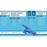 Jena Blue Disposable Vinyl Gloves 400 Pack Powder Free| Latex Free  Medium/Large