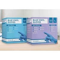 Jena Blue Disposable Vinyl Gloves 400 Pack Powder Free| Latex Free  Medium/Large