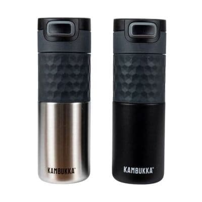 Kambukka 500ml Etna Grip Travel Mug Flask Insulated Snapclean Twin Pack Black/Red/Glacier