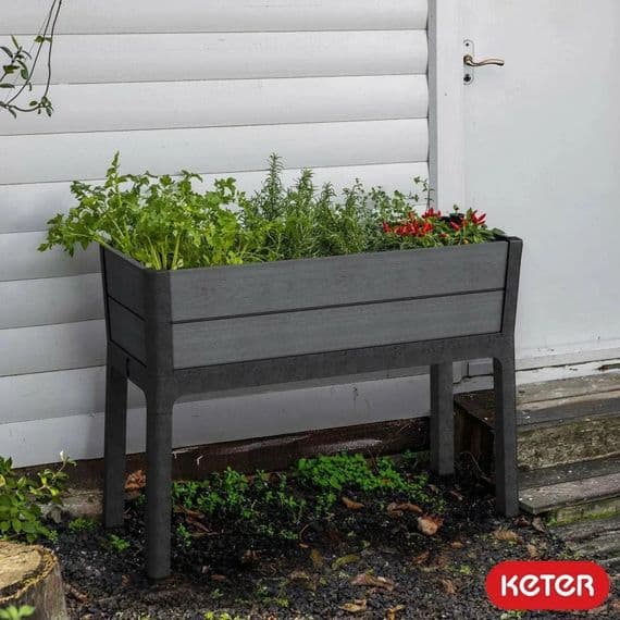 Keter Cortina Elevated Garden Bed 110L Smart Watering Weatherproof Resin