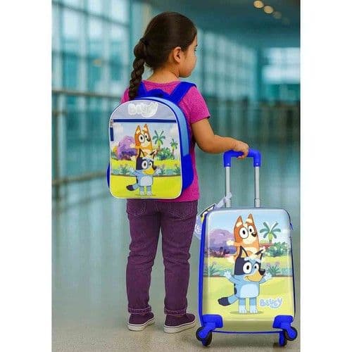 Kids 2 Piece Luggage Set Bluey Spiderman Stitch Suitcase & Backpack Travel