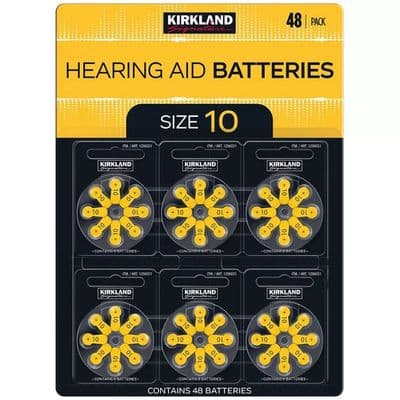 Kirkland Zinc Air Hearing Aid Batteries 48 Pack Size 10 13 312 675