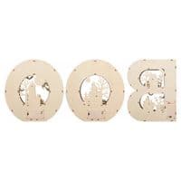 Light Up Wooden BOO Letters Set of 3 Warm LED Timer Halloween Decoration