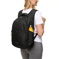 Lolë Quilted Backpack 26L Laptop Sleeve, Travel Bag, Padded Straps, Black/Green Lole