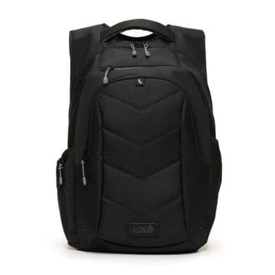 Lolë Quilted Backpack 26L Laptop Sleeve, Travel Bag, Padded Straps, Black/Green Lole