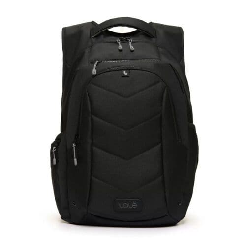 Lolë Quilted Backpack 26L Laptop Sleeve, Travel Bag, Padded Straps, Black/Green Lole