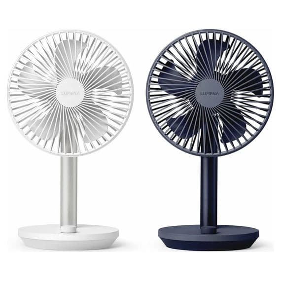 LUMENA FAN STAND 4 Rechargeable Wireless Desk Fan Stand 2 Pack in Navy & White