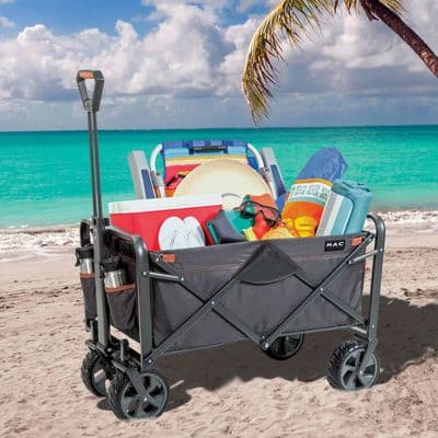 Mac Sports Heavy Duty XL Folding Wagon Camping Beach Brakes Collapsible Cart