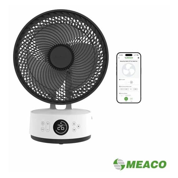 Meaco Sefte Pro Cordless Desktop Air Circulator 10” Portable Fan|40Hr Battery